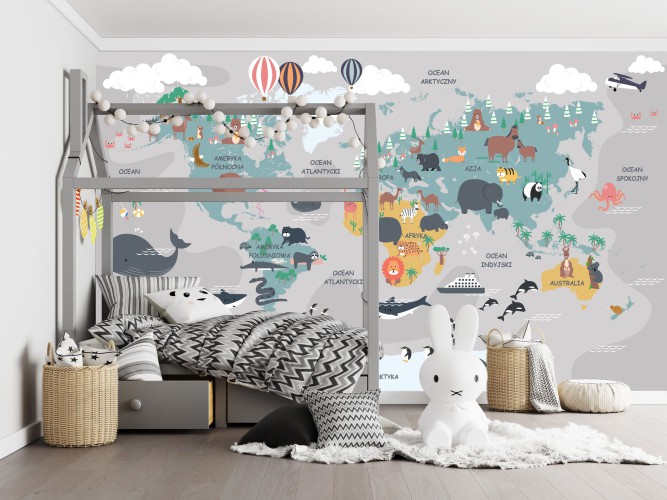 Fototapeta dla dziecka mapa świata 64084