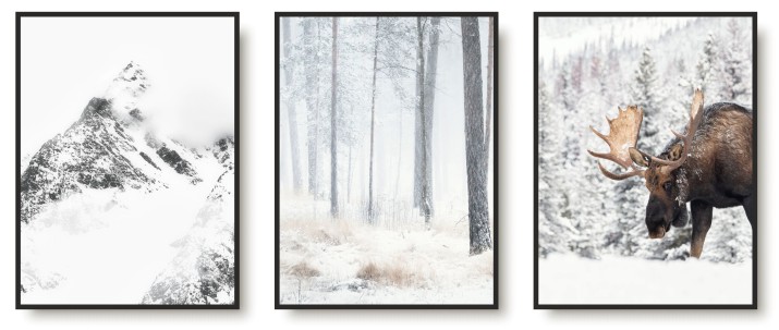 Komplet trzech plakatów zimowy pejzaż KP338 Naklejkomania - zdjecie 1
