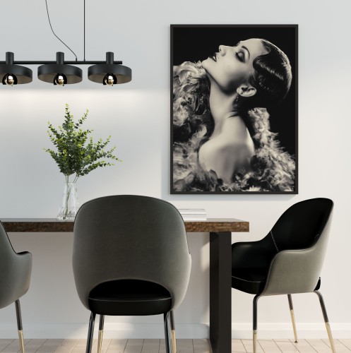 Plakat na ścianę poster kobieta monochrom vintage retro czerń i biel 61558 - zdjęcie 2