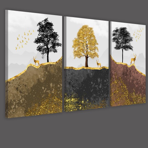 Obrazy tryptyki na ścianę natura złoto 32092 - zdjęcie 2