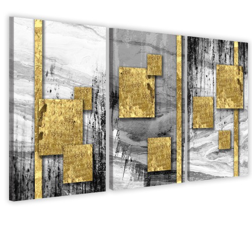 WYPRZEDAŻ Obrazy tryptyki na ścianę złote kwadraty 32113 60X120 Naklejkomania - zdjecie 1