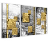 WYPRZEDAŻ Obrazy tryptyki na ścianę złote kwadraty 32113 60X120 Naklejkomania - zdjecie 1 - miniatura