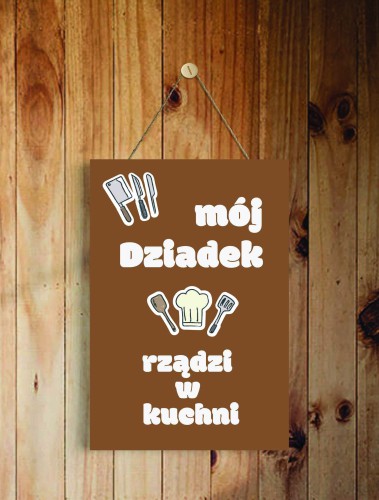Tabliczka drewniana Dziadek rządzi 42729 - zdjęcie 2