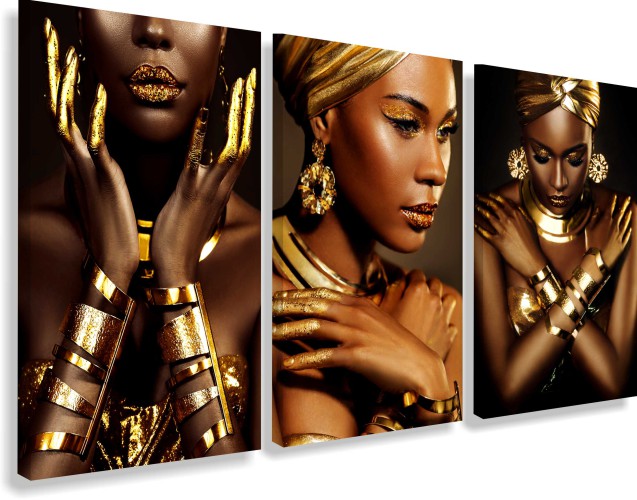 Obrazy tryptyki na ścianę afrykańska królowa 20675 Naklejkomania - zdjecie 1