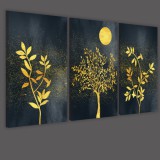 Obrazy tryptyki na ścianę rośliny złote 32095 Naklejkomania - zdjecie 2 - miniatura