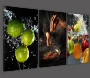 Obrazy tryptyki do kuchni owoce warzywa w wodzie 32174 Naklejkomania - zdjecie 2 - miniatura
