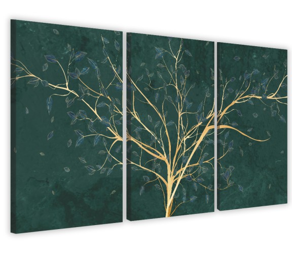 Obrazy tryptyki na ścianę drzewo zatopione w zieleni 32157 Naklejkomania - zdjecie 1