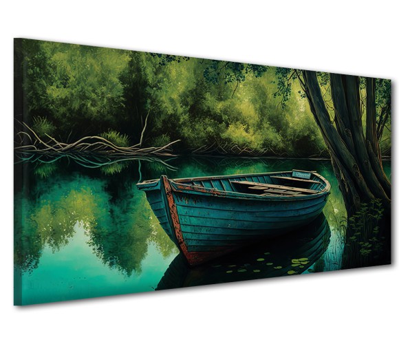 Obrazy na ścianę łódź na jeziorze Naklejkomania - zdjecie 1
