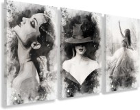 WYPRZEDAŻ 90x180 Obrazy tryptyki na ścianę kobiecość w stylu retro 20696 Naklejkomania - zdjecie 1 - miniatura