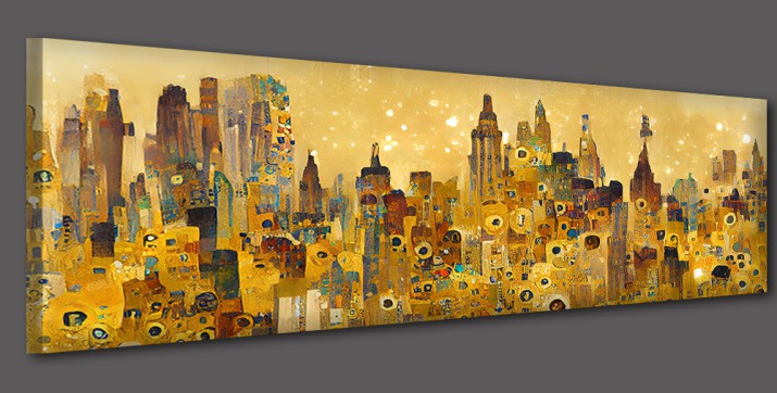 Obraz na ścianę Panorama Miasta inspiracja twórczością Gustawa Klimta 32192 - zdjęcie 2