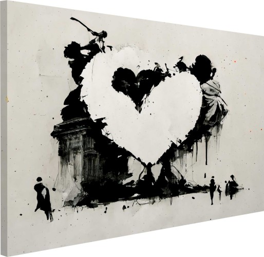Obrazy do sypialni, salonu atramentowe serce, Banksy 20689 Naklejkomania - zdjecie 1