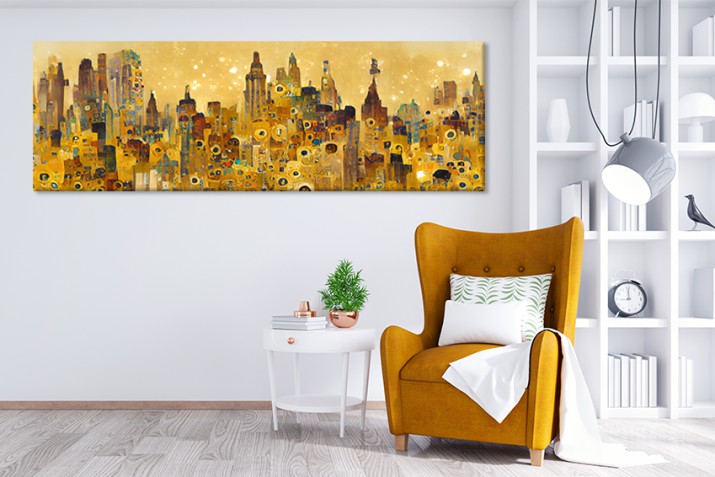 Obraz na ścianę Panorama Miasta inspiracja twórczością Gustawa Klimta 32192 - zdjęcie 3