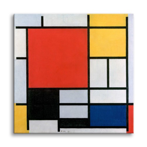 Obraz czerwieni, żółci, błękitu i czernią - reprodukcja malarstwa Pieta Mondriana 92049 Naklejkomania - zdjecie 1