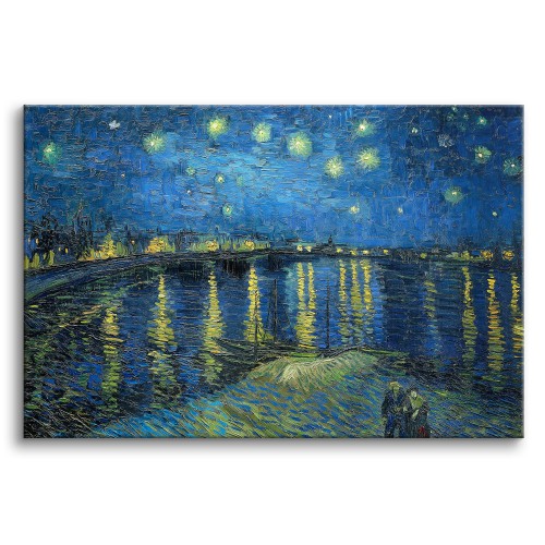 Obraz Pejzaż Gwiaździsta noc nad Rodanem - reprodukcja malarstwa Vincenta Van Gogha 92074 Naklejkomania - zdjecie 1