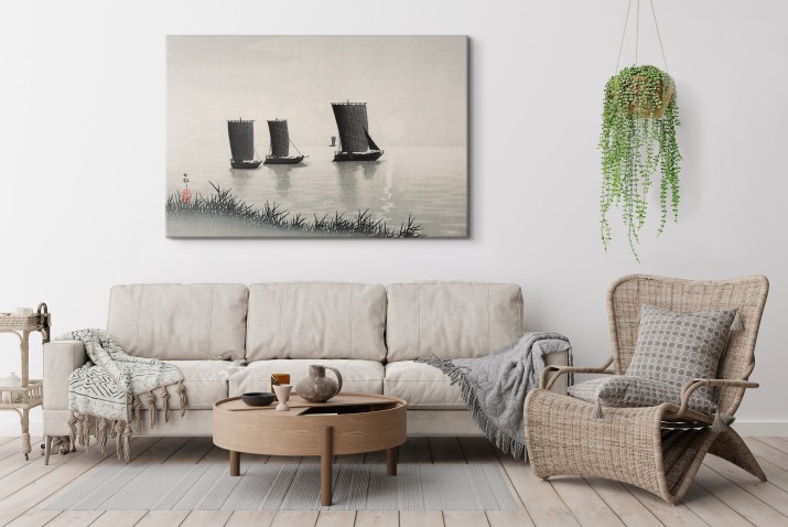 Obraz Łodzie rybackie (Fishing boats) - Ohara Koson, reprodukcja 92068 - zdjęcie 3