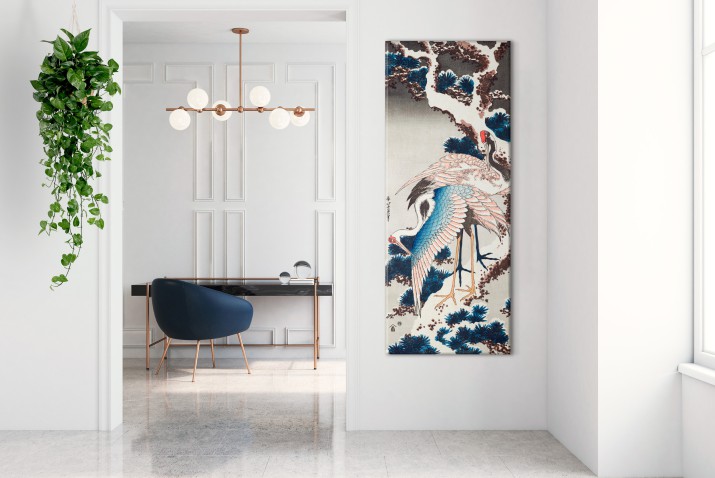 Obraz Żurawie na ośnieżonym drzewie - reprodukcja grafiki Hokusai Katsushika 92057 - zdjęcie 3
