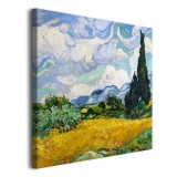 Obraz Pejzaż Pole pszenicy z cyprysami - reprodukcja malarstwa Vincenta Van Gogha 92077 Naklejkomania - zdjecie 2 - miniatura