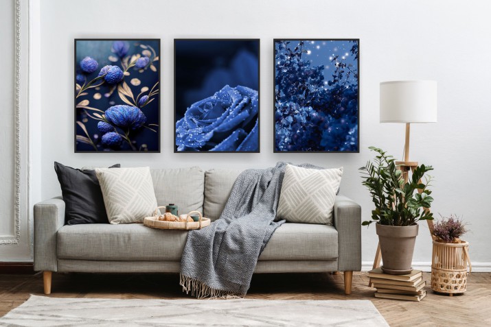 Zestaw plakatów ozdobnych na ścianę kobaltowa natura KP373 - zdjęcie 3