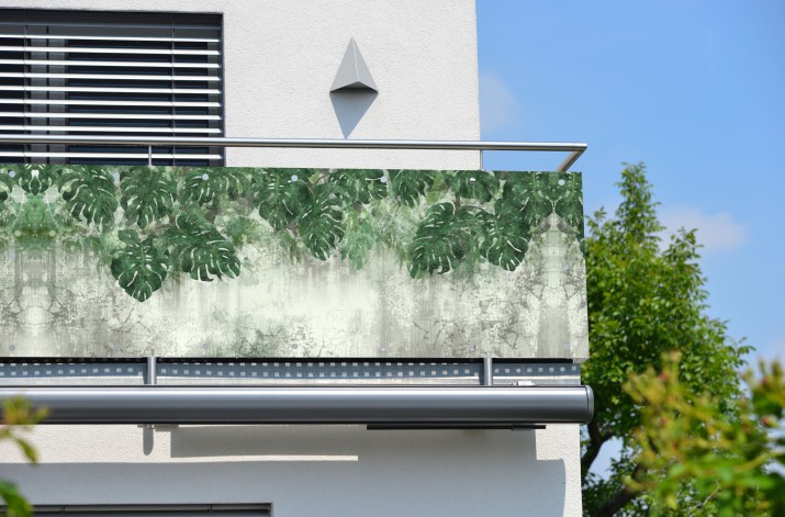 Osłona ozdobna baner na balkon zwisające liście 67286