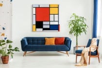 Obraz czerwieni, żółci, błękitu i czernią - reprodukcja malarstwa Pieta Mondriana 92049 Naklejkomania - zdjecie 3 - miniatura