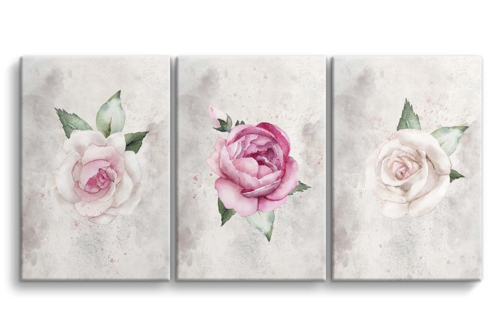 Obrazy tryptyki na ścianę minimalistyczne kwiaty 20717