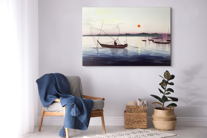 Obraz Łodzie i zachodzące słońce (Boats and setting sun) - Ohara Koson, reprodukcja 92067 - zdjęcie 3