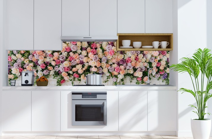 Panele szklane do kuchni zwisające kwiaty 40421