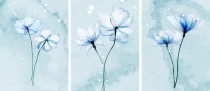 Zestaw plakatów ozdobnych na ścianę błękitne kwiaty KP370 Naklejkomania - zdjecie 3 - miniatura