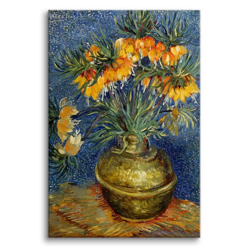 Obraz Szachownice cesarskie w miedzianym wazonie - reprodukcja kwiatów Vincenta Van Gogha 92080 Naklejkomania - zdjecie 1