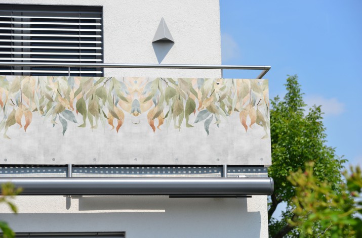 Osłona ozdobna baner na balkon pastelowe liście 67288 - zdjęcie 1