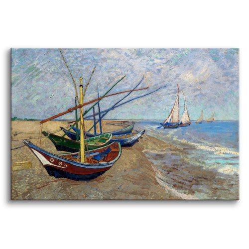 Obraz Łodzie rybackie na plaży Les Saintes Maries de la Mer - Vincent Van Gogh 92081 Naklejkomania - zdjecie 1