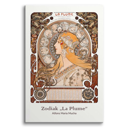 Zodiaki La Plume - reprodukcja portretu kobiety, Alfons Mucha 92007 Naklejkomania - zdjecie 1