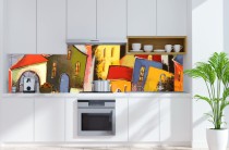 Szkło do kuchni malowane domy 40411 Naklejkomania - zdjecie 1 - miniatura