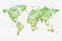 Fototapeta na ścianę Akwarelowa mapa świata - zielone kontynenty 90012 Naklejkomania - zdjecie 2 - miniatura
