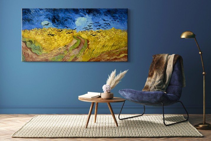 Obraz Pejzaż Pole pszenicy z krukami - reprodukcja malarstwa Vincenta Van Gogha 92083 - zdjęcie 3