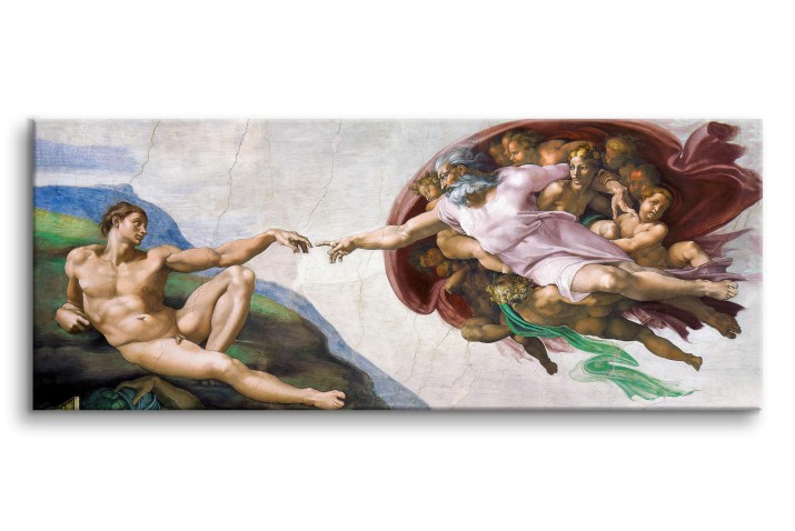 Obraz Stworzenie Adama - reprodukcja sławnego fresku Michała Anioła 92051 Naklejkomania - zdjecie 1