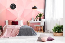 Fototapeta na ścianę Pastelowa geometria - różowe tło w abstrakcyjnym stylu 90007 Naklejkomania - zdjecie 1 - miniatura