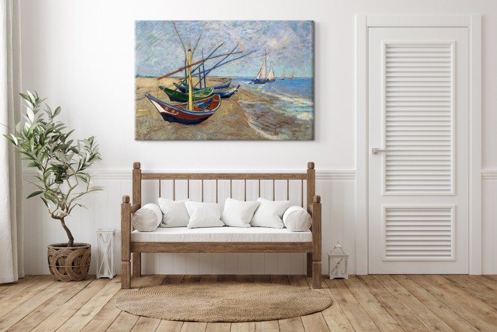 Obraz Łodzie rybackie na plaży Les Saintes Maries de la Mer - Vincent Van Gogh 92081 - zdjęcie 3