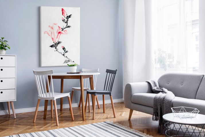 Obraz Różowy kwiat - reprodukcja japońskiego malunku Hokusai Katsushika 92054 - zdjęcie 3