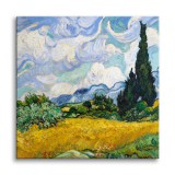 Obraz Pejzaż Pole pszenicy z cyprysami - reprodukcja malarstwa Vincenta Van Gogha 92077 Naklejkomania - zdjecie 1 - miniatura