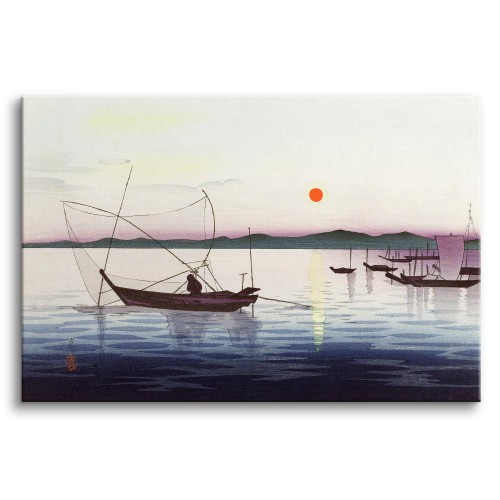 Obraz Łodzie i zachodzące słońce (Boats and setting sun) - Ohara Koson, reprodukcja 92067