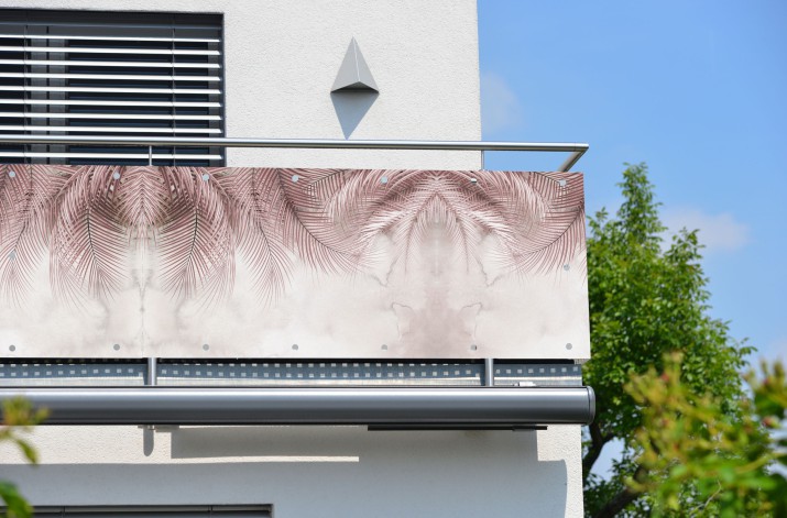 Baner ozdobny na balkon tropikalne liście 67281