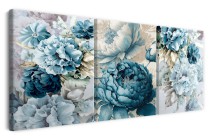 Obrazy tryptyki na ścianę kobaltowe kwiaty 20710 Naklejkomania - zdjecie 2 - miniatura