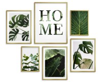 Zestaw plakatów Dom pełen roślin - napis HOME, monstery i zielone liście 91029 Naklejkomania - zdjecie 5 - miniatura
