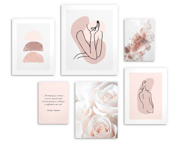Zestaw plakatów Kobiecość - minimalistyczne grafiki, line-arty, kwiaty i cytat 91015 - zdjęcie 3