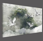Obraz do sypialni, salonu, drzewo ptaki w chmurach 32221 Naklejkomania - zdjecie 2 - miniatura