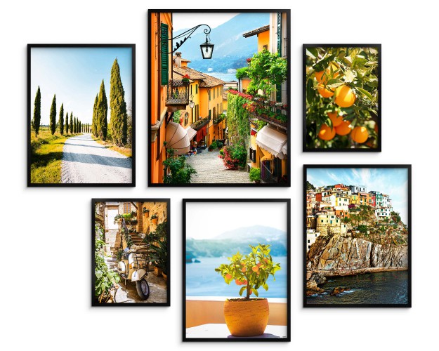 Zestaw plakatów Słoneczna Italia - włoskie pejzaże, miasto i roślinność 91013