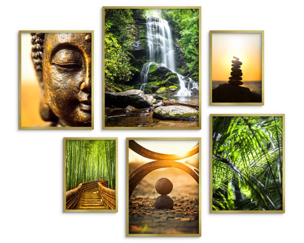 Zestaw plakatów Zen - zielona natura, budda, wodospad, spokój i równowaga 91021 - zdjęcie 4