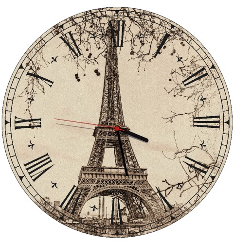 Zegar na ścianę do sypialni, salonu Paryż w stylu retro Z028 Naklejkomania - zdjecie 1
