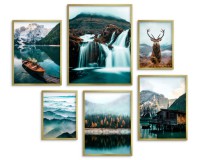 Zestaw plakatów Górskie pejzaże - dzika natura, lasy i turkusowe jeziora 91016 Naklejkomania - zdjecie 5 - miniatura